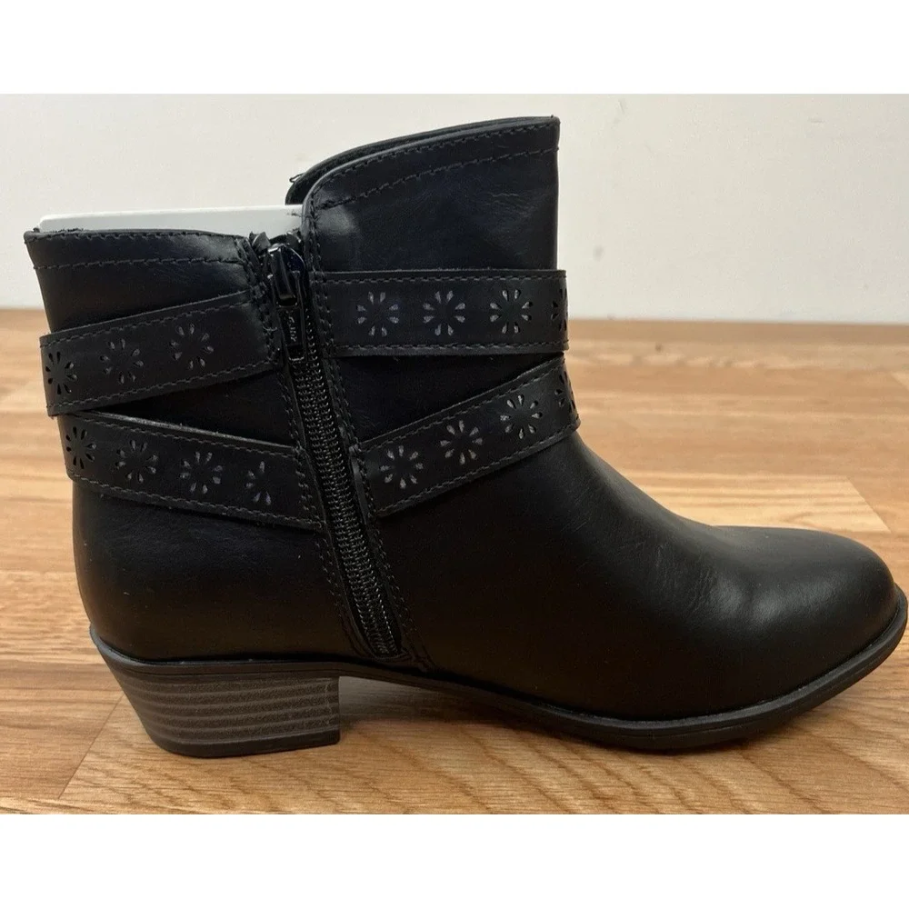 SO Samantha Youth Girls Ankle Boots Booties Strappy Western Black Size 4 NEW
